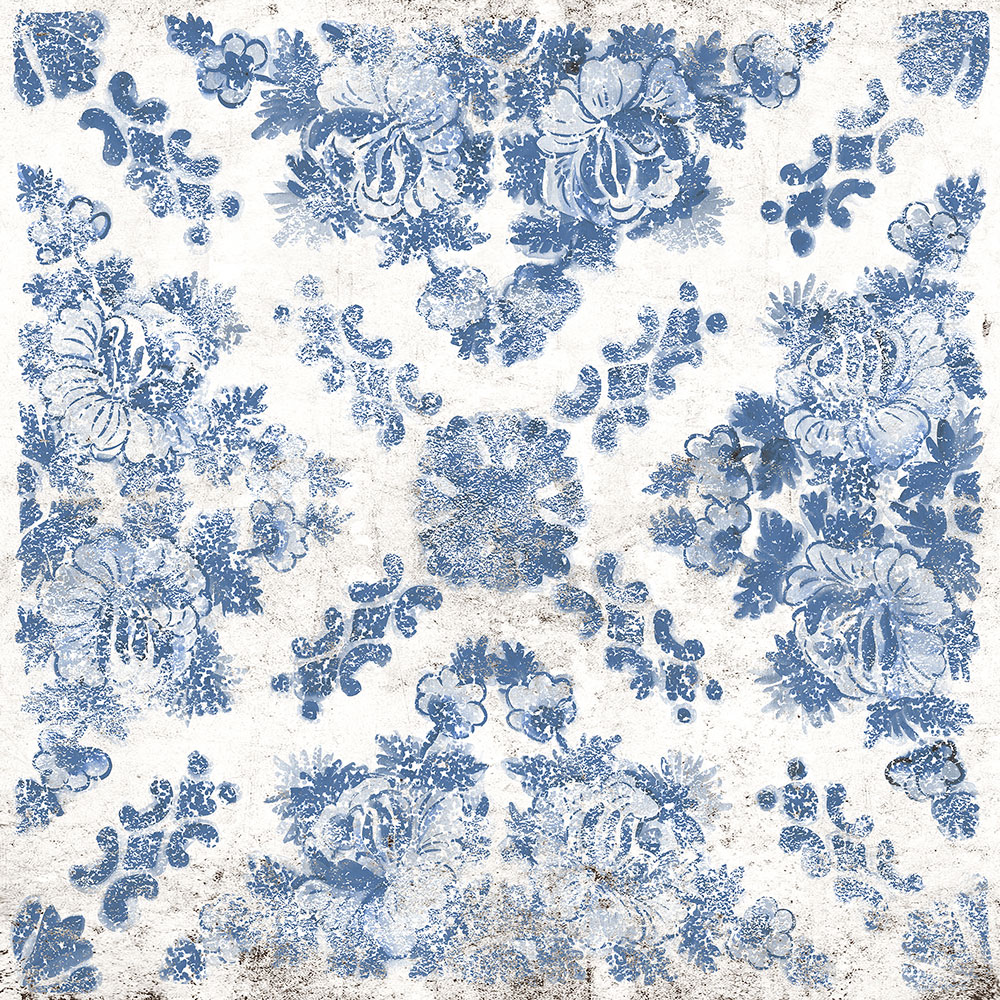 Feinsteinplatte Blumenmotiv 61x61x2 cm